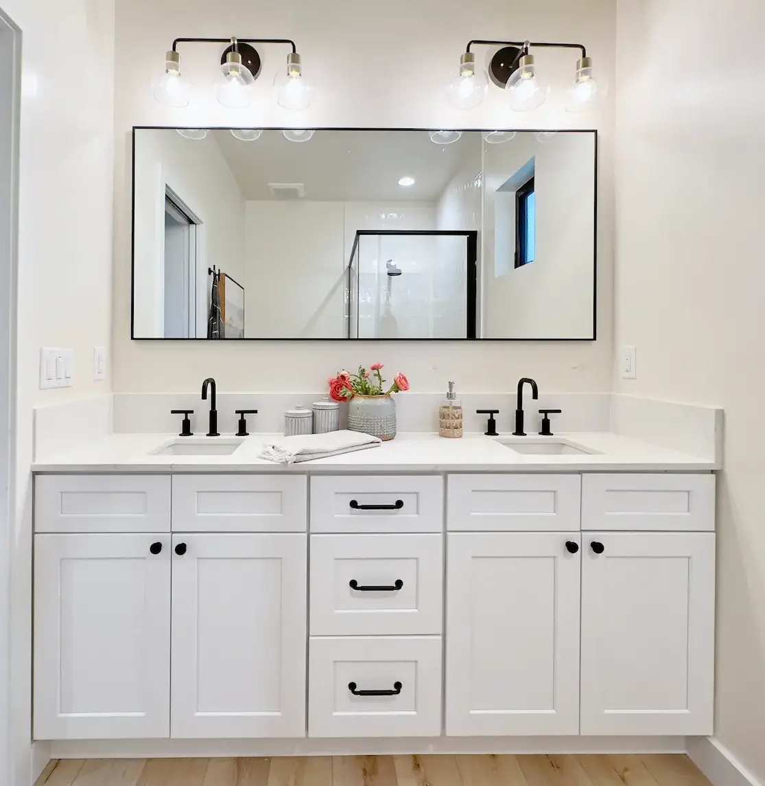 Custom bathroom remodeling Sacramento - Modern bathroom design with double sinks